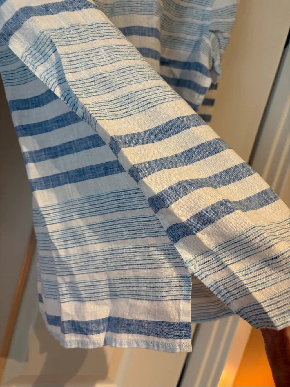 NWT Light Blue 100% Linen Striped Button Down Shirt